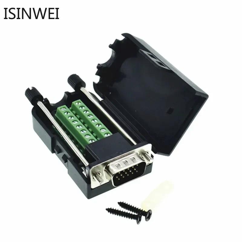 D-SUB DB15 VGA ชาย/หญิง 3 แถว 15 พินปลั๊ก Breakout Terminals สกรูประเภท DIY Connector
