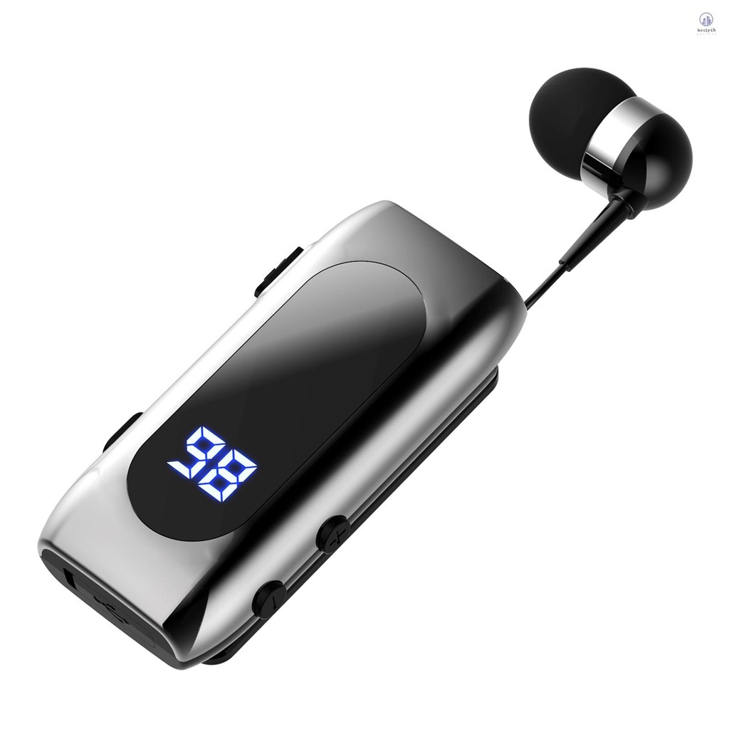 K55 ธุรกิจไร้สาย BT5.2 ชุดหูฟัง in-Ear Retractable หูฟังแฮนด์ฟรีกีฬาหูฟัง Telescopic คลิปบนหูฟังสเตอ