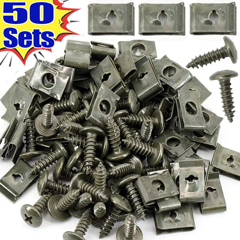 10/30/50 ชิ้นรถ U-Type Self Tapping Crosshead คลิปสกรู – Universal Fasteners ซ่อมเครื่องมือ – Auto Anti-rust กันชนหัวเข็มขัดป้องกัน