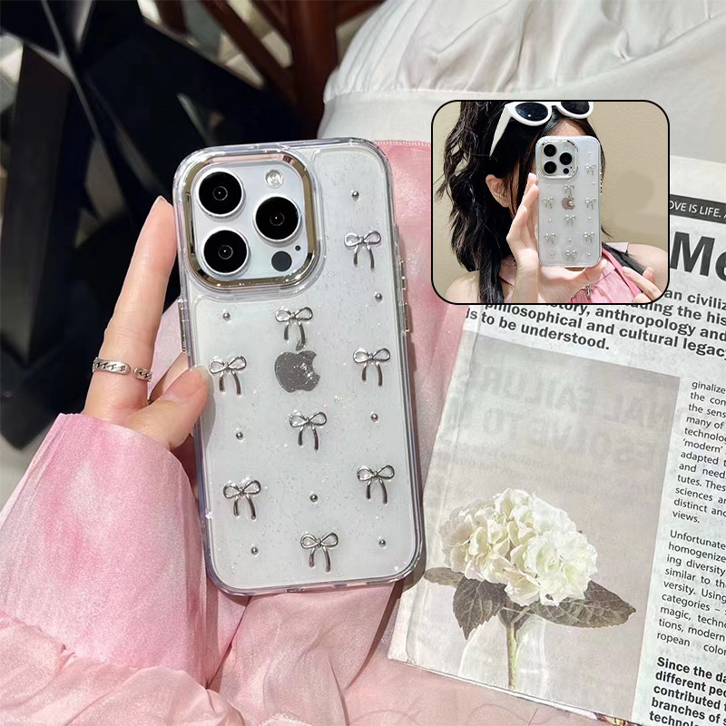 เคส Iphone Ribbon Coquette Clear Glitter Case สําหรับ Iphone 11 13 14 15