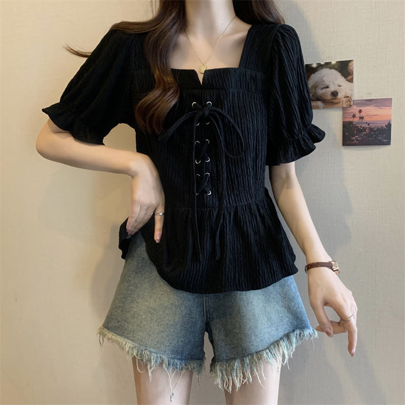 ส่งไวจากไทย⭐Summer⭐M-4XL พลัสขนาดเสื้อผู้หญิงฤดูร้อนหลวมเกาหลีผู้หญิงเสื้อแขนสั้นด้านบน