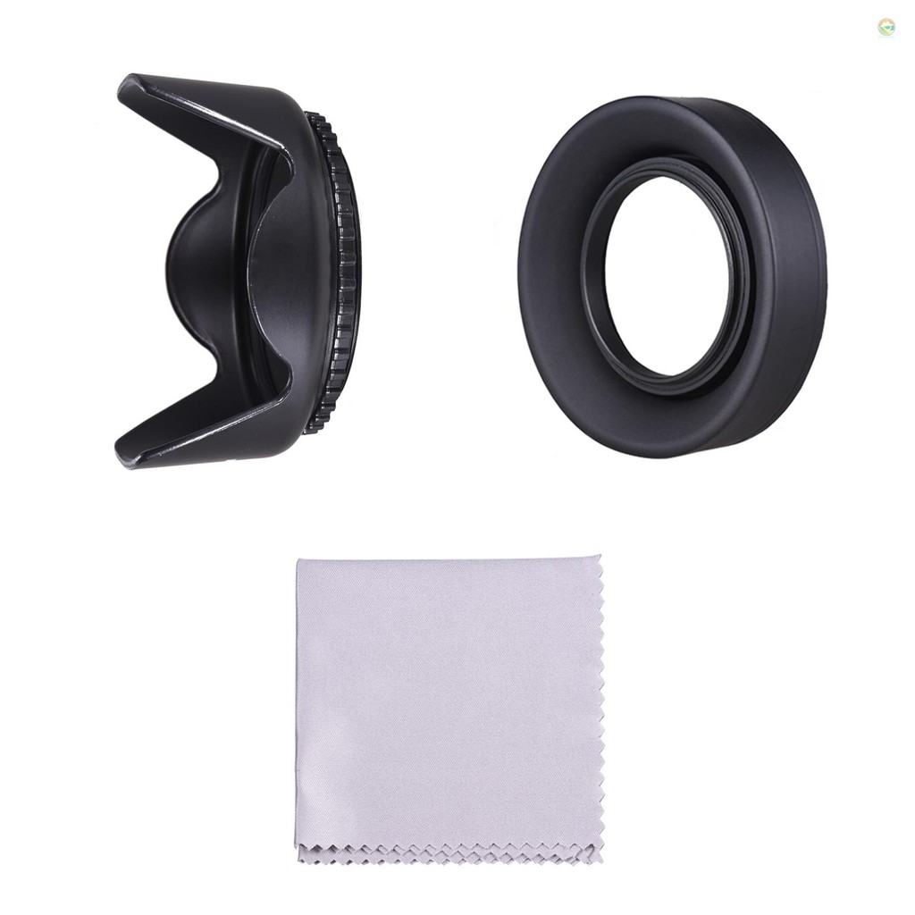 67 มม.ชุดเลนส์ Tulip ดอกไม้เลนส์ + ยางพับเลนส์ + ผ้าทําความสะอาดเลนส์สําหรับ Canon EOS 7D 70D 77D 80