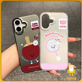 🔥NüCase🔥ส่งจากไทย สีดำหรูหราซิลิโคนแข็งกรณีโทรศัพท์ ปิงปองการ์ตูน for IPhone 13 15 7Plus 14 12 11 Pro MAX 7Plus X XR