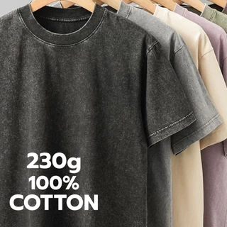 Molisa เสื้อยืด oversize ผ้าฟอกวินเทจ ผ้านุ่ม คุณภาพดี เสื้อยืดแฟชั่น ใส่สบาย T shirt สีดำ ผู้ชาย โอเวอร์ไซส์ 68191#