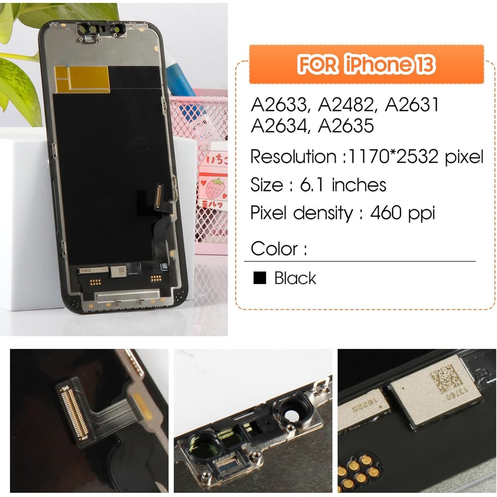 ไม่ใช่หน้าจอเดิมสําหรับiPhone 13 เปลี่ยนหน้าจอสําหรับiPhone A2633 หน้าจอLCD A2482,A2631,A2634,A2635 