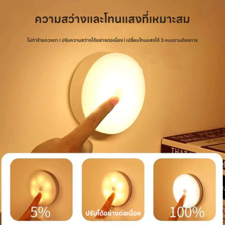 ไฟติดห้องนอน โคมไฟไร้สาย โคมไฟหัวเตียงLED แถมสายชาร์จUSB ติดพนัง ยึดผนังด้วยแม่เหล็ก ปรับได้ 3 สี