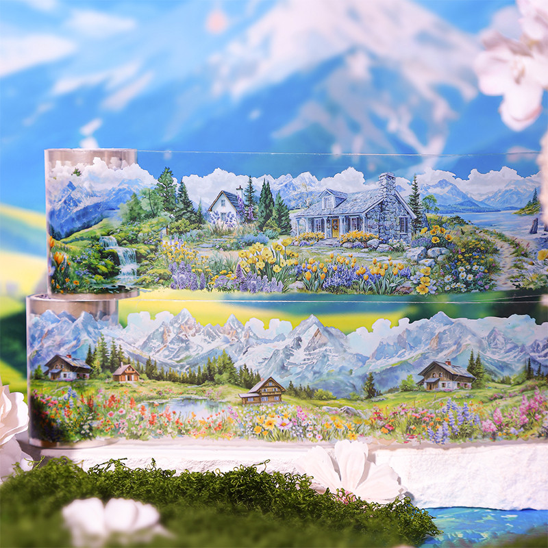 นาย กระดาษ 200 ซม./ม้วน PET Scenic เทปกาว Countryside Series เทปสําหรับบัญชีมือเคสโทรศัพท์ DIY ตกแต่ง Collage