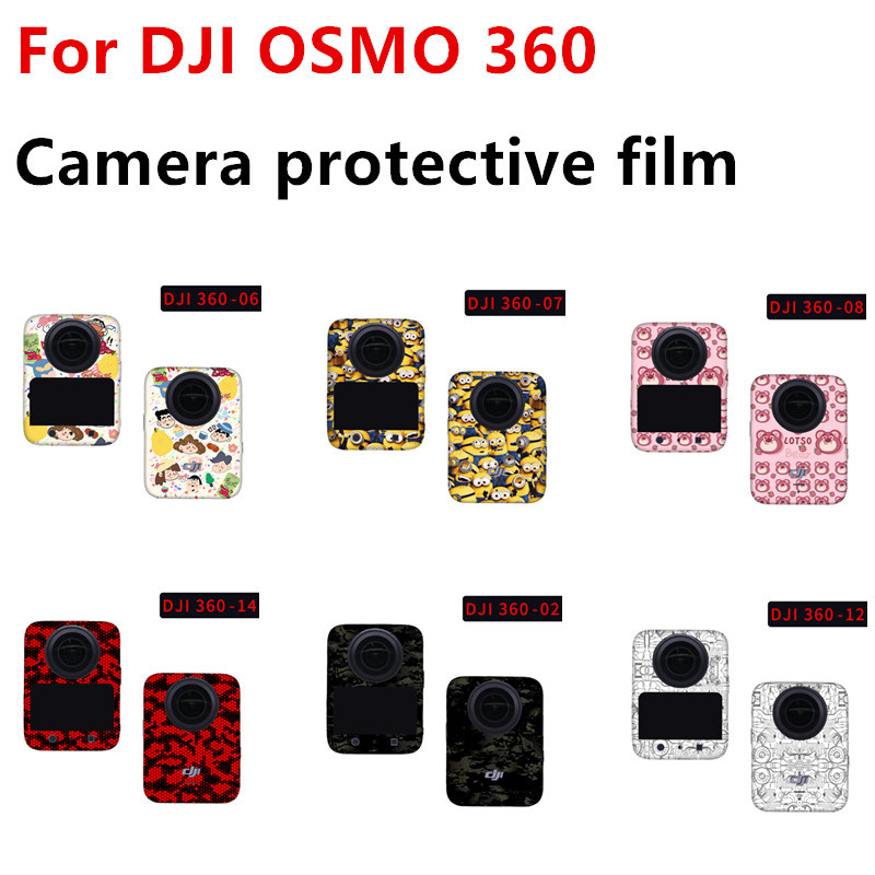 ฟิล์มป้องกันกล้องสําหรับ DJI OSMO 360 สติกเกอร์กล้องกีฬา Camo ฟิล์มเปลี่ยนสีการ์ตูนอะนิเมะ Scratch ฟรีกาวอุปกรณ์เสริมฟิล์ม