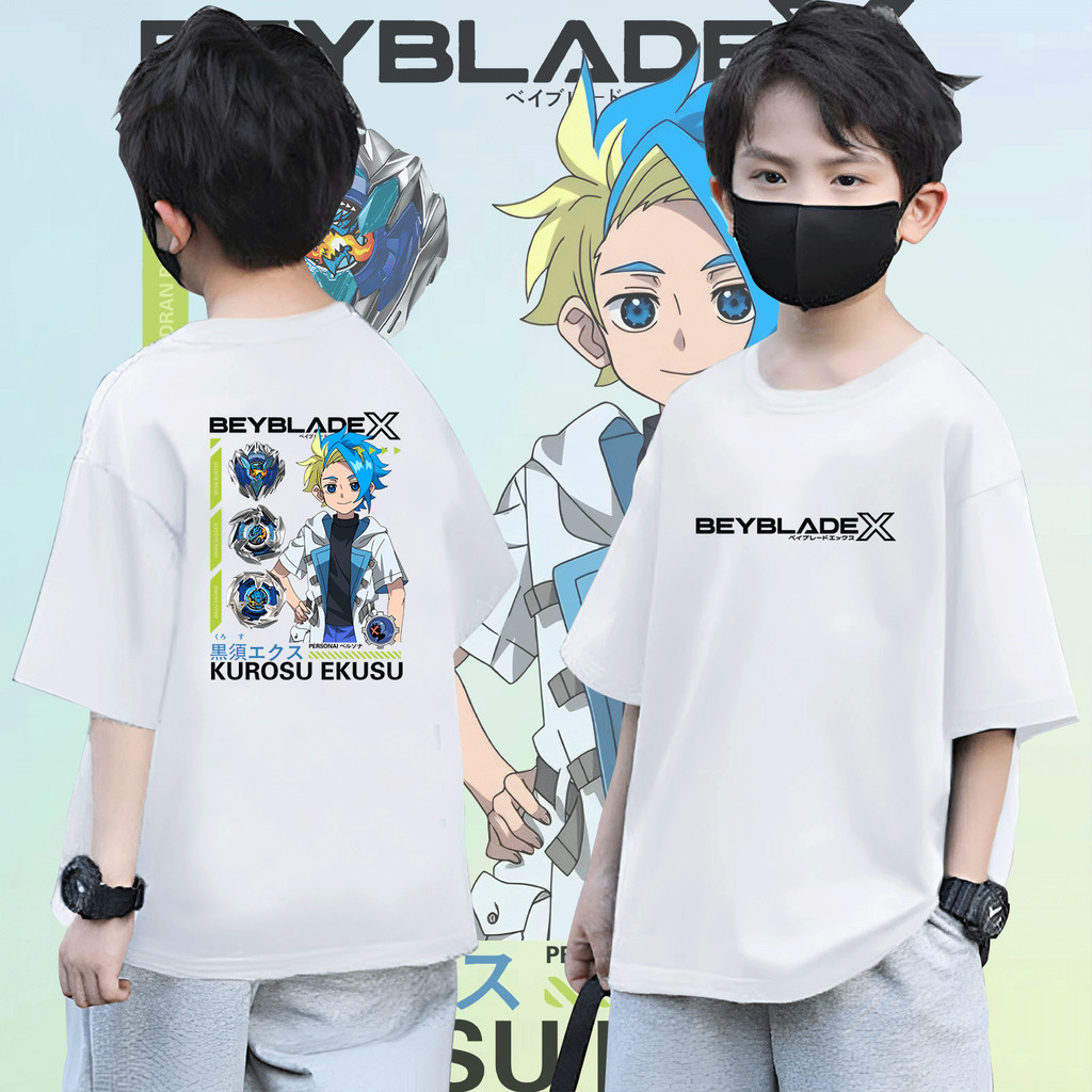(จัดส่งตลอด 24 ชั่วโมง)Candy kids เสื้อ เสื้อยืดเด็ก Kurosu Ekusu Jaxon Cross Beyblade X Kaos90-150