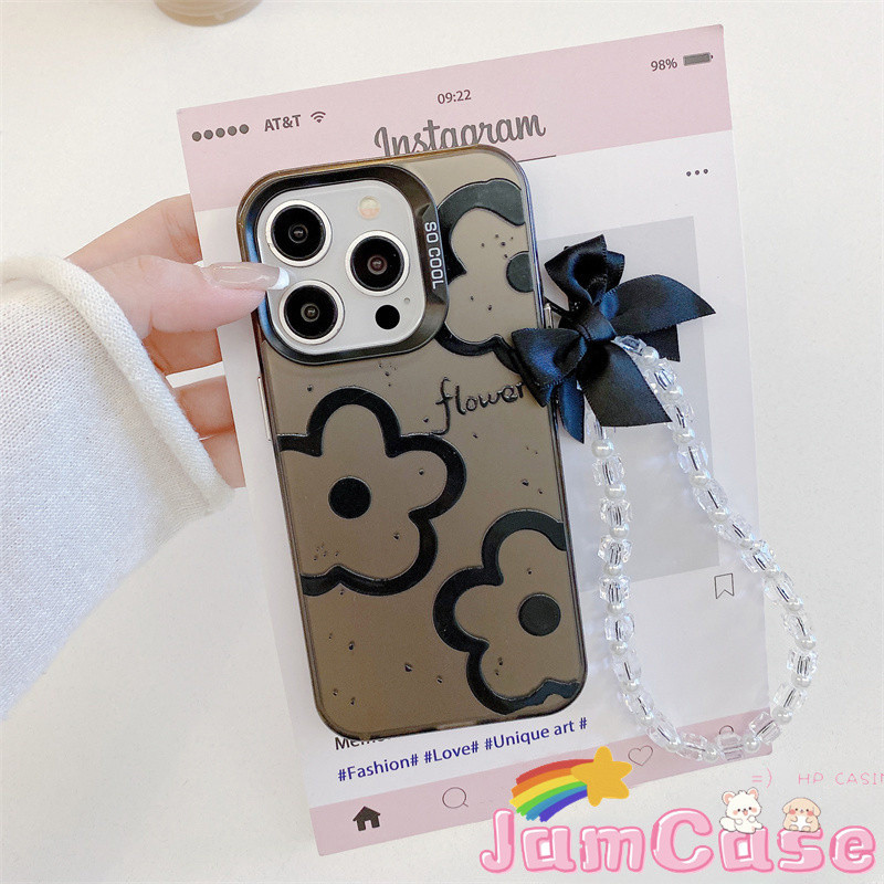 เคส OPPO เคสโทรศัพท์ดอกไม้สีดําเข้ากันได้กับ OPPO16K/A38/A53/A57/A58/A76/A95/REALME5/C25/C33/C35/C53