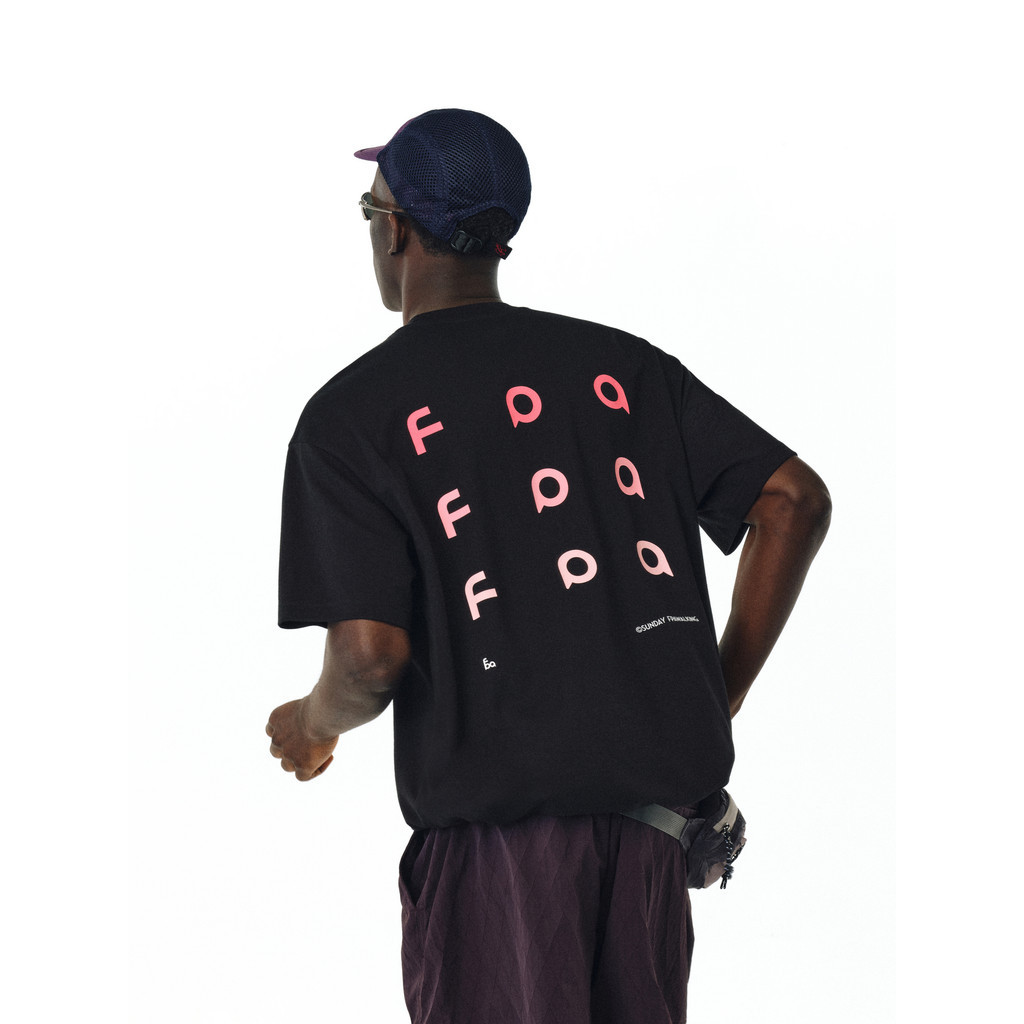 FPA ผ้าฝ้ายแท้แขนสั้น China-Chic รอบคอหลวมคู่เสื้อยืดแขนสั้นสีดํา