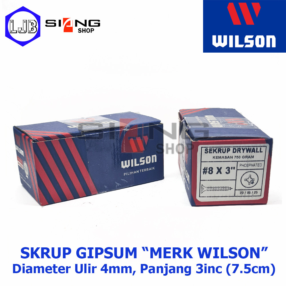 ต่อกล่องสกรูยิปซั่ม WILSON 8x3 ยาว 7.5ซม