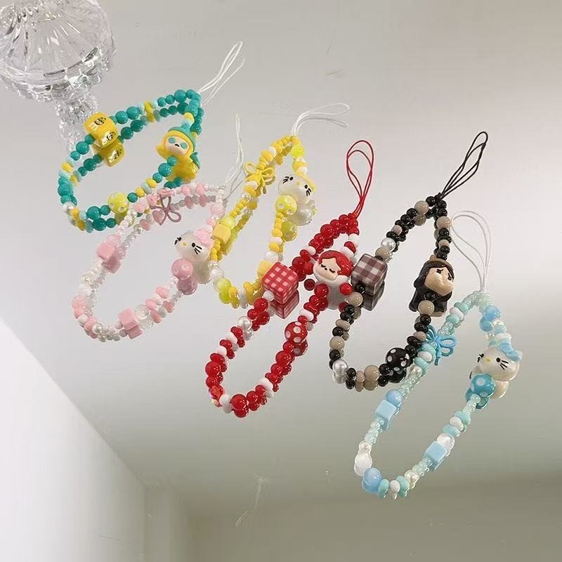 เหมาะสําหรับเคสโทรศัพท์ทั้งหมด ห่วงโซ่โทรศัพท์ที่สวยงามสุด ข้อมือหัวเข็มขัดคู่ ห่วงโซ่โทรศัพท์มือถือ น่ารัก เคที แมวโบว์สีชมพูสาวพวงกุญแจตกแ - รูปที่ 3