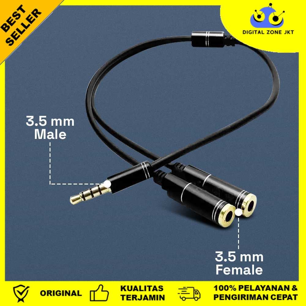 Overfly Splitter Audio 3.5mm Male to 3.5mm Female Headphone Mic 38cm - AV114