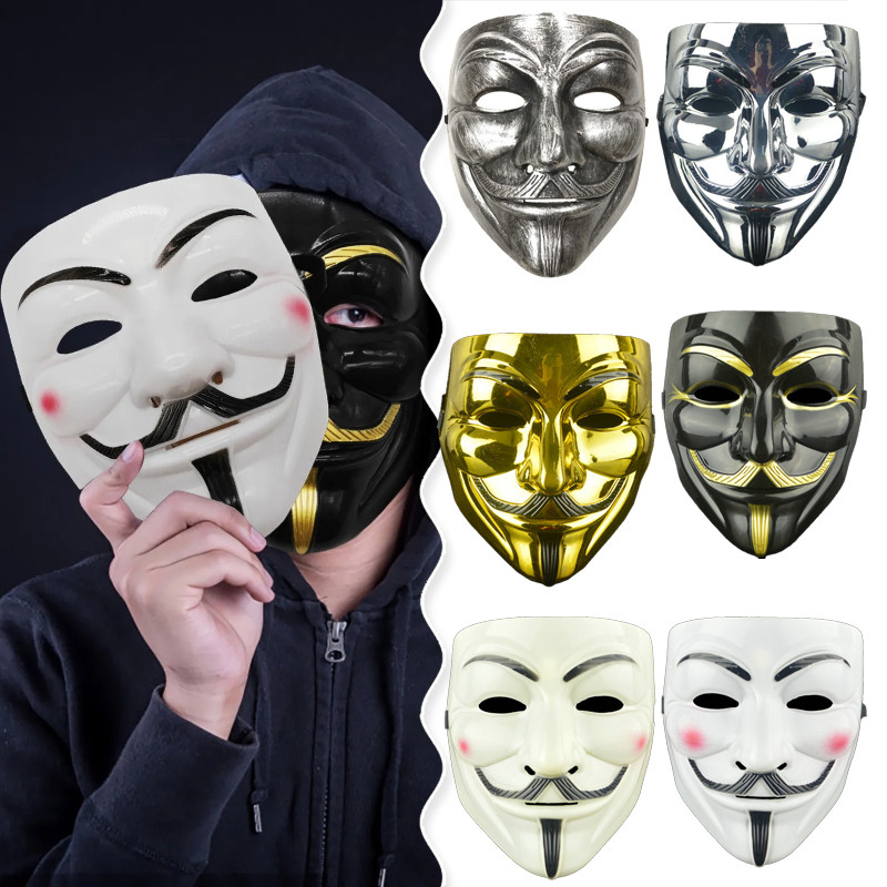 ภาพยนตร์สีดําสีขาว V สําหรับ Vendetta Hackers คอสเพลย์หน้ากากฮาโลวีนของขวัญ