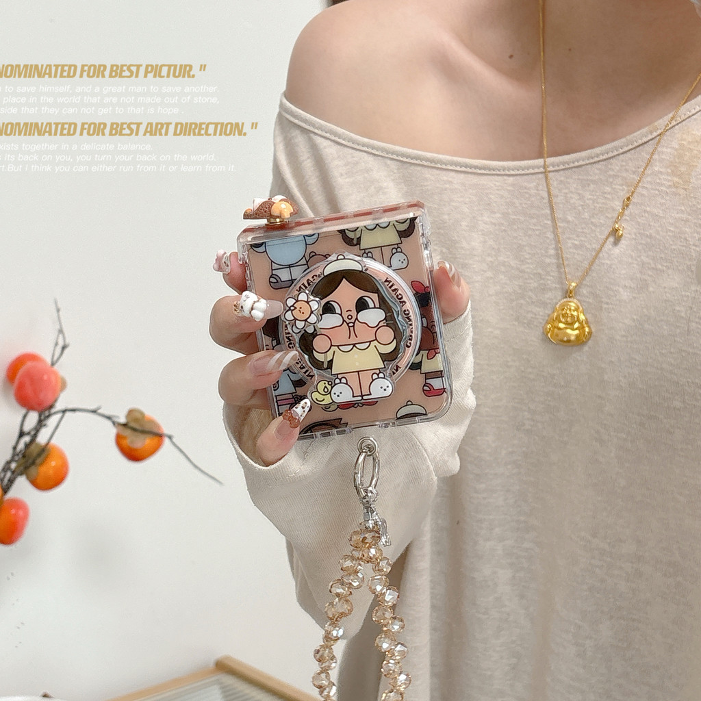 Flip7 การ์ตูน 3D สีดําร้องไห้ทารก แม่เหล็กดึงดูดกับห่วงโซ่ผู้ถือ Flip6 Samsung Galaxy Z Flip5 กรณีน่ารัก Pura XCase ค้นหา N3 พลิกกันกระแทกโทรศัพท์ความคิดสร้างสรรค์กรณีปก