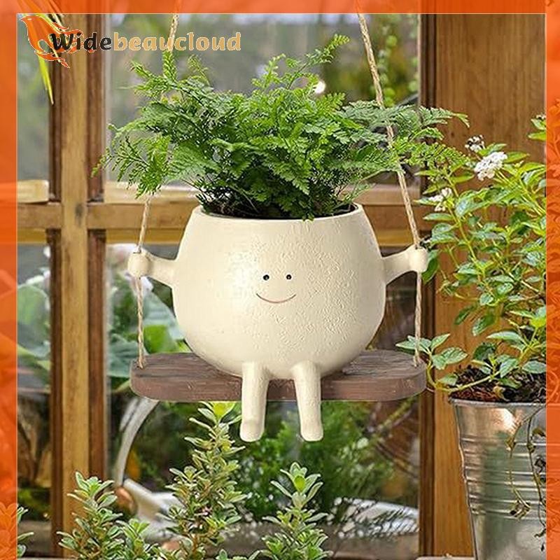 Widebeaucloud น่ารัก Swing Jar กระถางดอกไม้ขนาดเล็กตกแต่งลานกลางแจ้งจี้ขนาดเล็กของขวัญที่ยอดเยี่ยมสําหรับครอบครัวและเพื่อน