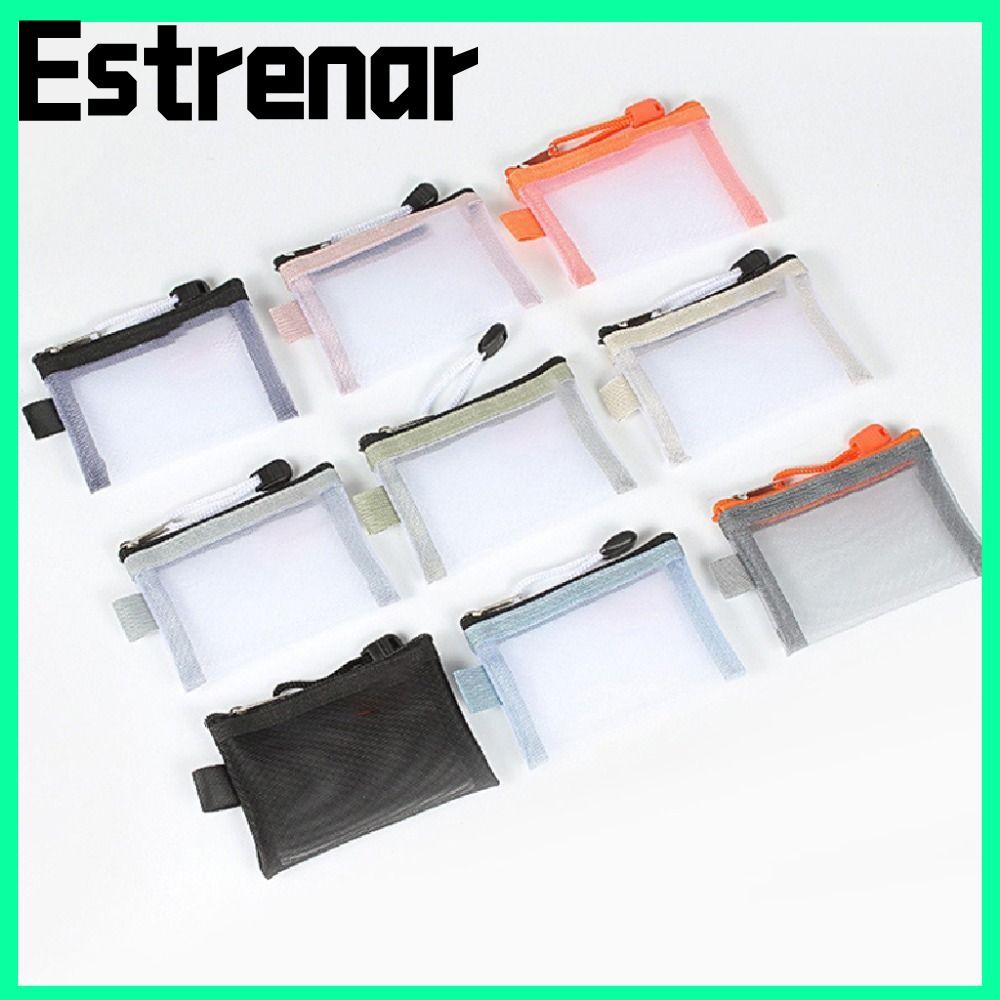 ESTRENAR กระเป๋าเก็บการ์ดตาข่าย, กระเป๋าเก็บบัตรประจําตัวแบบพกพาไนลอน, แฟชั่นระบายอากาศขนาดเล็กและประณีตกระเป๋าเอกสาร