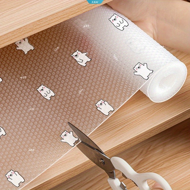 1 ม้วนชั้นวางสําหรับตู้ครัว EVA กันน้ําตู้เย็น Pad Cupboard Mat Easy Placemats Non-Adhesive ลิ้นชัก Liner