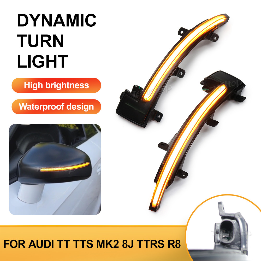 2 ชิ้นแบบไดนามิกกระจกมองหลังไฟแสดงสถานะไฟเลี้ยวไฟสัญญาณสําหรับ Audi TTS MK2 8J 2007-2014 TTRS MK2 R8