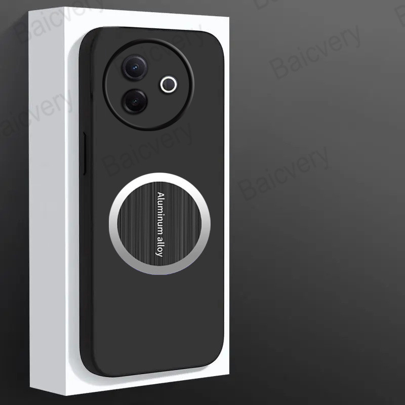 สําหรับ VIVO Y39 5G V2443 V2436 แม่เหล็กสติกเกอร์ติดด้วยตนเองสีดํา Soft TPU ฝาหลัง