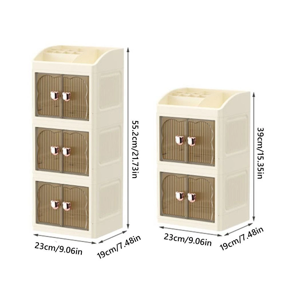 YUMLY Desktop Organizer กล่องเก็บเครื่องสําอางแบบพับได้พลาสติก Simple 2/3 ชั้นตู้เก็บสกินแคร์ความจุขนาดใหญ่ใช้ในบ้าน thumbnail 3