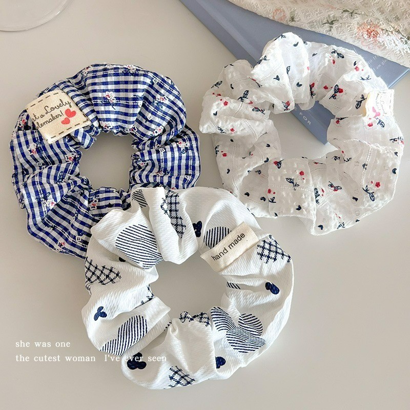 ยางรัดผมผ้าฝ้ายพิมพ์ลายดอกไม้ พร้อมสายรัดผมสำหรับแต่งสไตล์ - รูปที่ 2