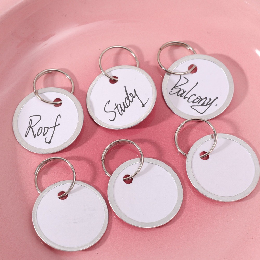 10/30/50PCS Bulk Writable Key Tags ชุด-ป้าย ID โลหะกลมสําหรับคีย์/กระเป๋าเดินทาง,อลูมิเนียม-กระดาษ Hybrid Design ที่ถอดออกได้พวงกุญแจแหวน ราคา ถูกที่สุด ดีลบีเคเค แกลเลอรีภาพที่ 8