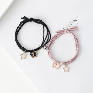 สร้อยข้อมือแม่เหล็กคู่ ดีไซน์กระต่ายและดาว ของขวัญสำหรับคู่รักหรือเพื่อนสนิท