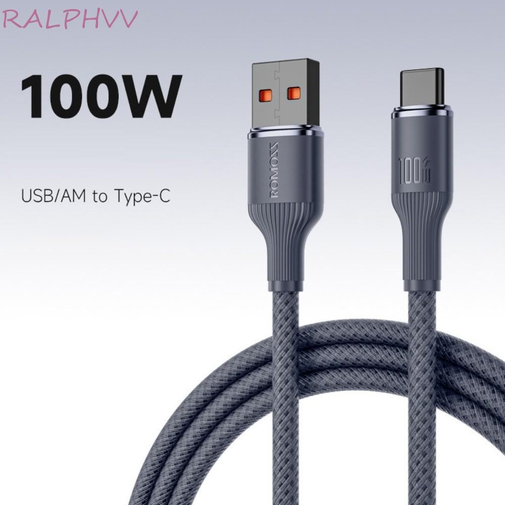RALPHVV Type C To Type C สายชาร์จข้อมูล, 100W 6A ชาร์จเร็วสุด Tpye C สายชาร์จ, สายเคเบิลข้อมูลทอเปลื