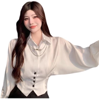 Red Berryเสื้อเชิ้ตแขนสั้นเอวสูงแขนยาวทรงปีกค้างคาวสไตล์ฝรั่งเศสสำหรับผู้หญิง99149