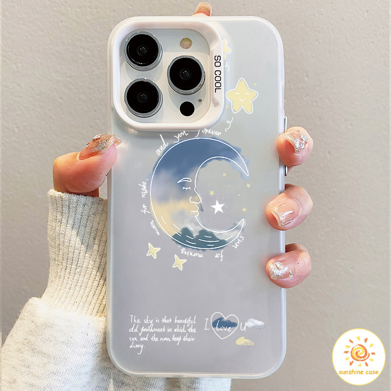 เคสโทรศัพท์มือถือลายการ์ตูนพระจันทร์สร้างสรรค์ ไอโฟน11 For iPhone12 13 14 15Pro MAX X XS XR XS 6 7 8Plus SE2020