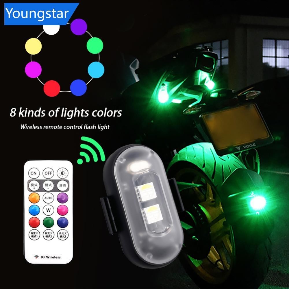 [ForeverYoung] รถจักรยานยนต์สากล RGB ไฟ LED Strobe พร้อมตัวควบคุมสัญญาณไฟ LED ตําแหน่งแฟลชไฟเตือนไฟไร้สาย
