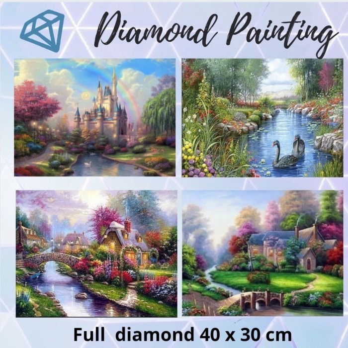 ใหม่ DIAMOND PAINTING RUSTIC CASTLE DIAMOND PAINTING FULL DIAMOND - สุ่ม