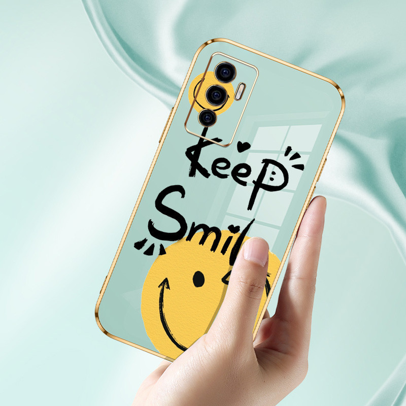 ปลอกสําหรับoppo Reno 12 5G Reno 12 F Reno12 Pro 5G 12Fรอบยิ้มFaceหรูหราElectroplating Anti Dropกรณีโทรศัพท์อ่อน - รูปที่ 7