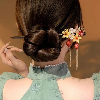 High-end ไม้พู่สีแดง Hairpin ใหม่สไตล์จีนทุกวัน Coil Hairpin สุภาพสตรีอุปกรณ์เสริมผม
