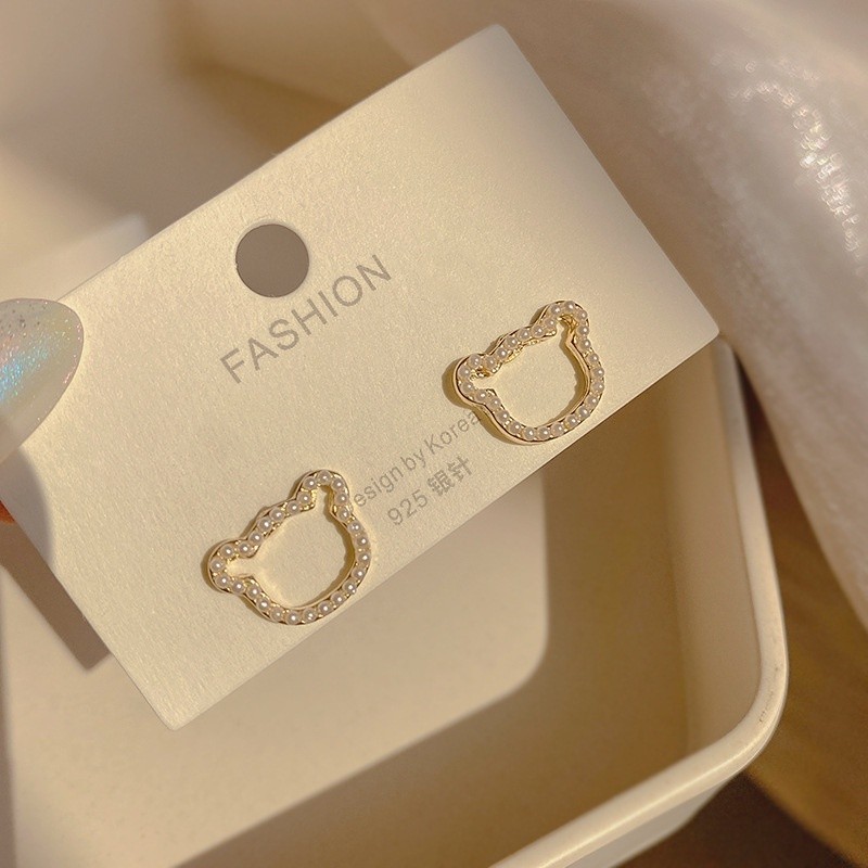 925 เงินเข็มต่างหูมุกอารมณ์สไตล์ฮ่องกงต่างหูย้อนยุค - รูปที่ 4