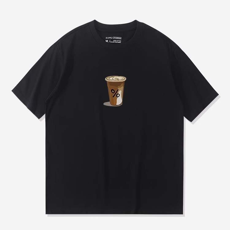 พร้อมส่ง เสื้อยืดแฟชั่นพิมพ์ลายยอดนิยมของเกาหลีสไตล์ลำลองแขนสั้นฤดูร้อนผ้าฝ้ายแท้หลวมสำหรับผู้ชายและผู้หญิง T-shirt
