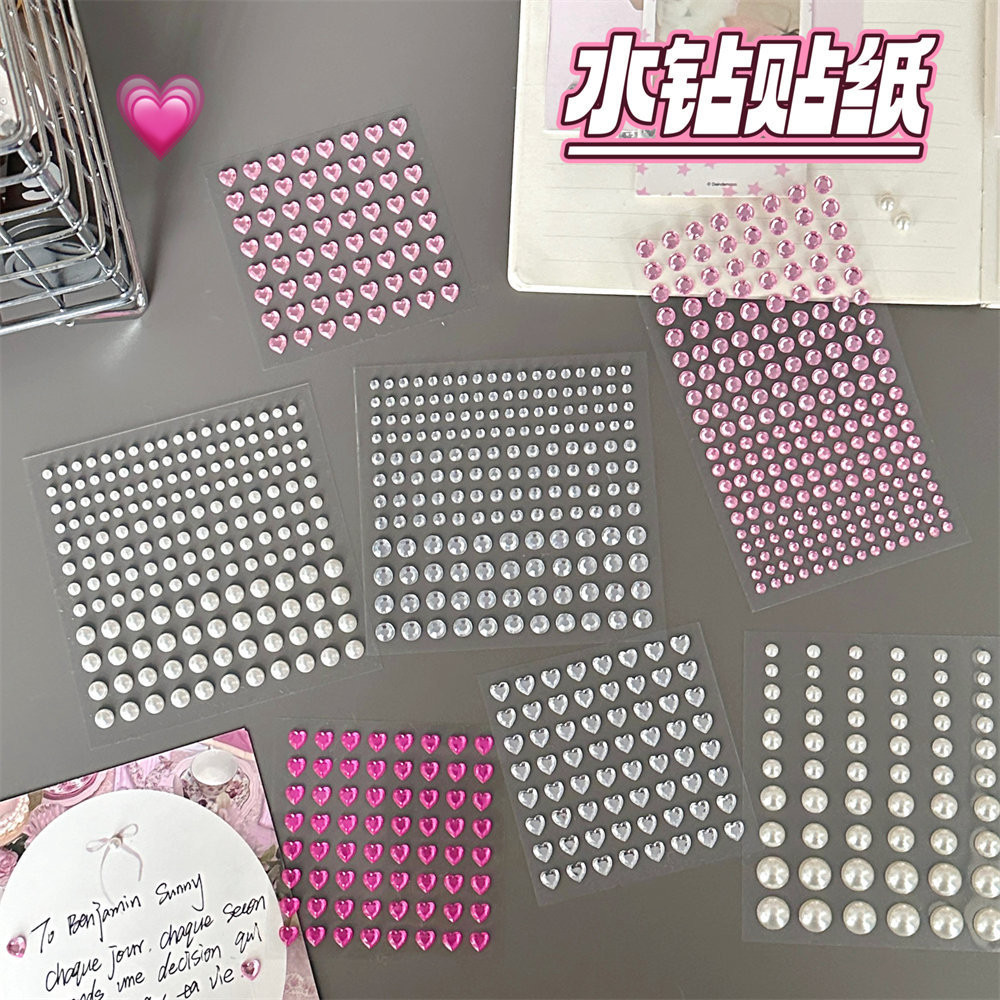 สติกเกอร์มุกคริสตัลสีชมพูรักสติกเกอร์อุปกรณ์ ทําเอง สมุดภาพ ของขวัญตกแต่ง - รูปที่ 7