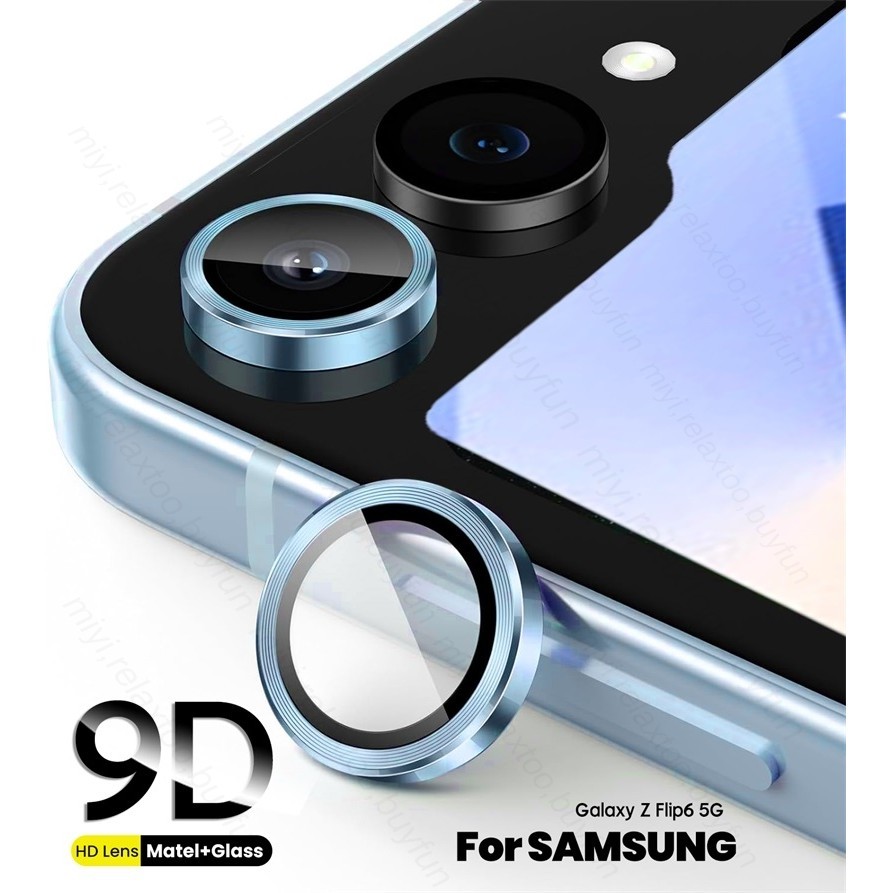 9D โค้งป้องกันกล้องสําหรับ Samsung Z Flip 7 FE 6 5 4 Flip6 5G 2024 โลหะแหวนกระจกนิรภัยเลนส์ฟิล์ม