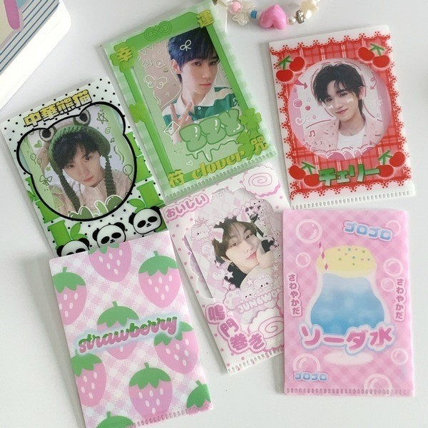 Steve L-shaped Fish Plate Naruto Roll Photo Card Holder Panda four-leaf Clover Mini Pouch Kpop