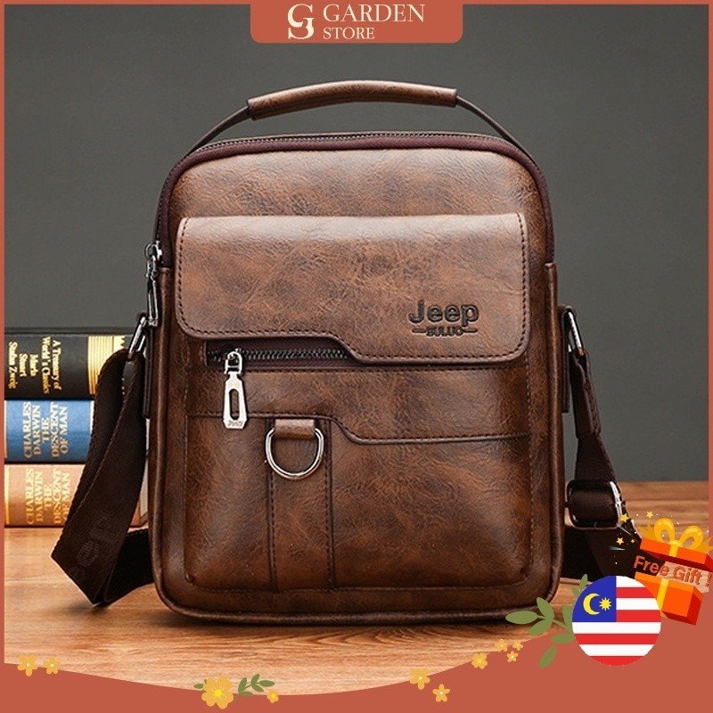 Gs Men Jeep Classy Vintage Premium PU หนังขนาดใหญ่ความจุ Anti-Theft กระเป๋าถือสลิงไหล่กระเป๋า Crossbody กระเป๋า - M129 879W