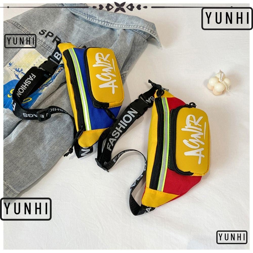 Yunhi Mini กระเป๋าคาดเอว, Letter Banana Bag, กระเป๋าสะพายข้างน่ารักทนทานสําหรับเด็กผู้ชาย