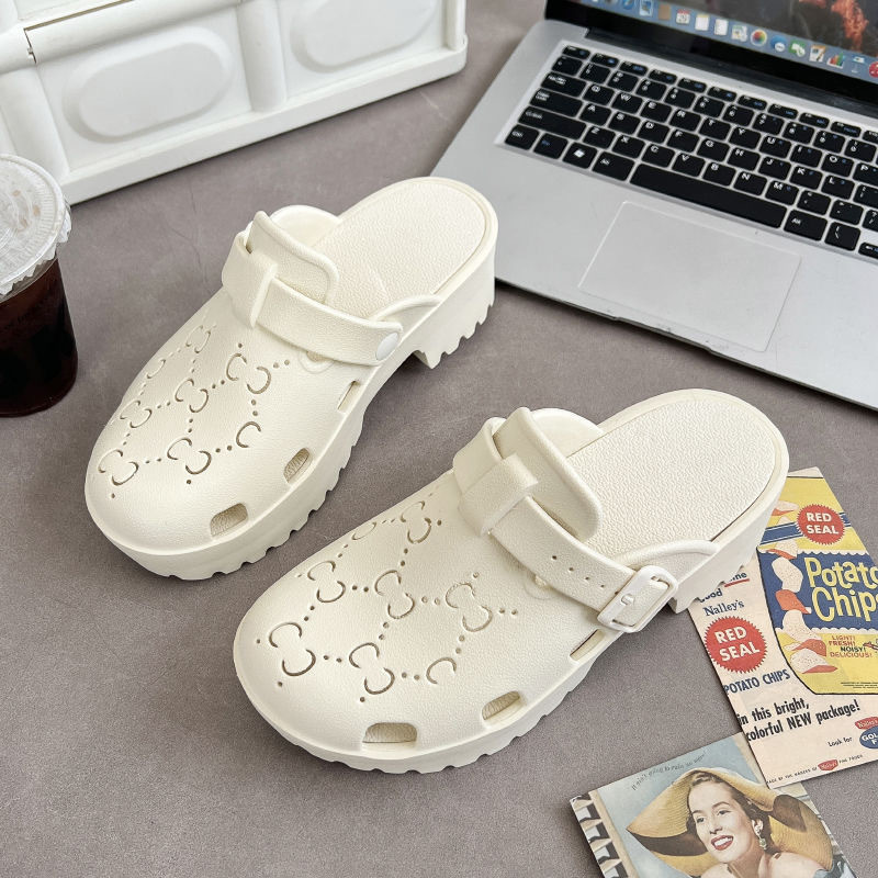 Paranolia I สุภาพสตรีฤดูร้อนใหม่แฟชั่นหวาน Anti slip บ้านด้านล่างหนา Baotou รองเท้าแตะเย็น