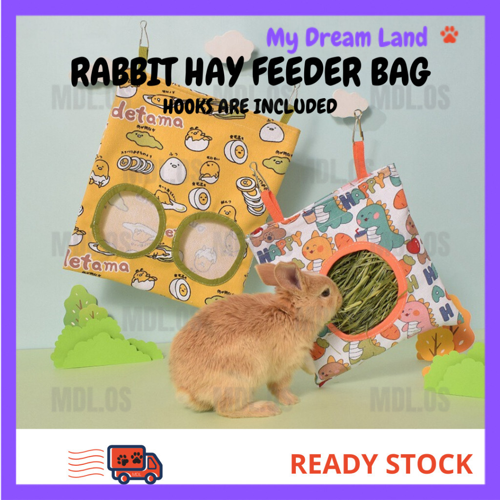 การจัดส่งในพื้นที่- RABBIT HANGING HAY FEEDER BAG GUDETAMA DINOSAUR ออกแบบน่ารัก CAGE FOOD FEEDER BE