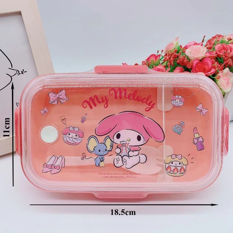 SANRIO น่ารัก ซานริโอ กล่องอาหารกลางวันพลาสติกขนาดใหญ่-ความจุช่องคู่กล่องเบนโตะผลไม้สลัดกล่องบนโต๊ะอาหารเด็กไมโครเวฟเด็กบนโต๊ะอาหาร ราคา ถูกที่สุด ดีลบีเคเค แกลเลอรีภาพที่ 7
