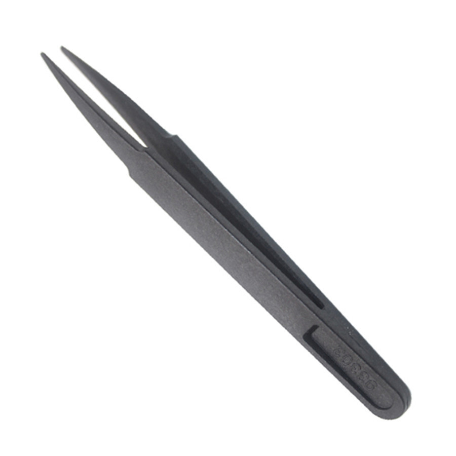 แหนบพลาสติก 93303 Anti-Static Conductive คาร์บอนไฟเบอร์คีมซ่อมเครื่องมือพลาสติกสีดําเครื่องมือหนีบสีดําชี้ห้องปฏิบัติการพลาสติก Clamp
