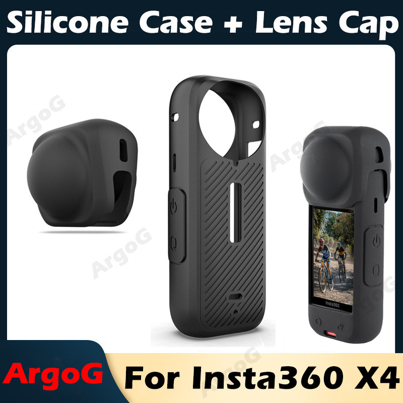 Argog เคสซิลิโคนพร้อมหมวกเลนส์ชุดสําหรับ Insta360 X4 ชุดป้องกัน Insta 360 X4 อุปกรณ์เสริม