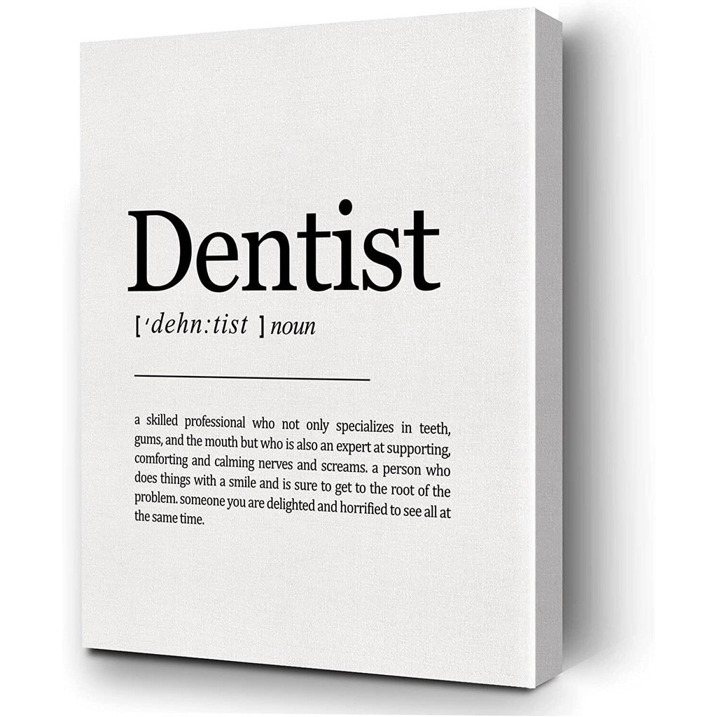 1 Piece Poster Dental Definition Print Wall Art Decor with Inspirational Quote for Home Wall & Tabletop Decor Canvas Poster Framed Gifts for Dentist Operation Room