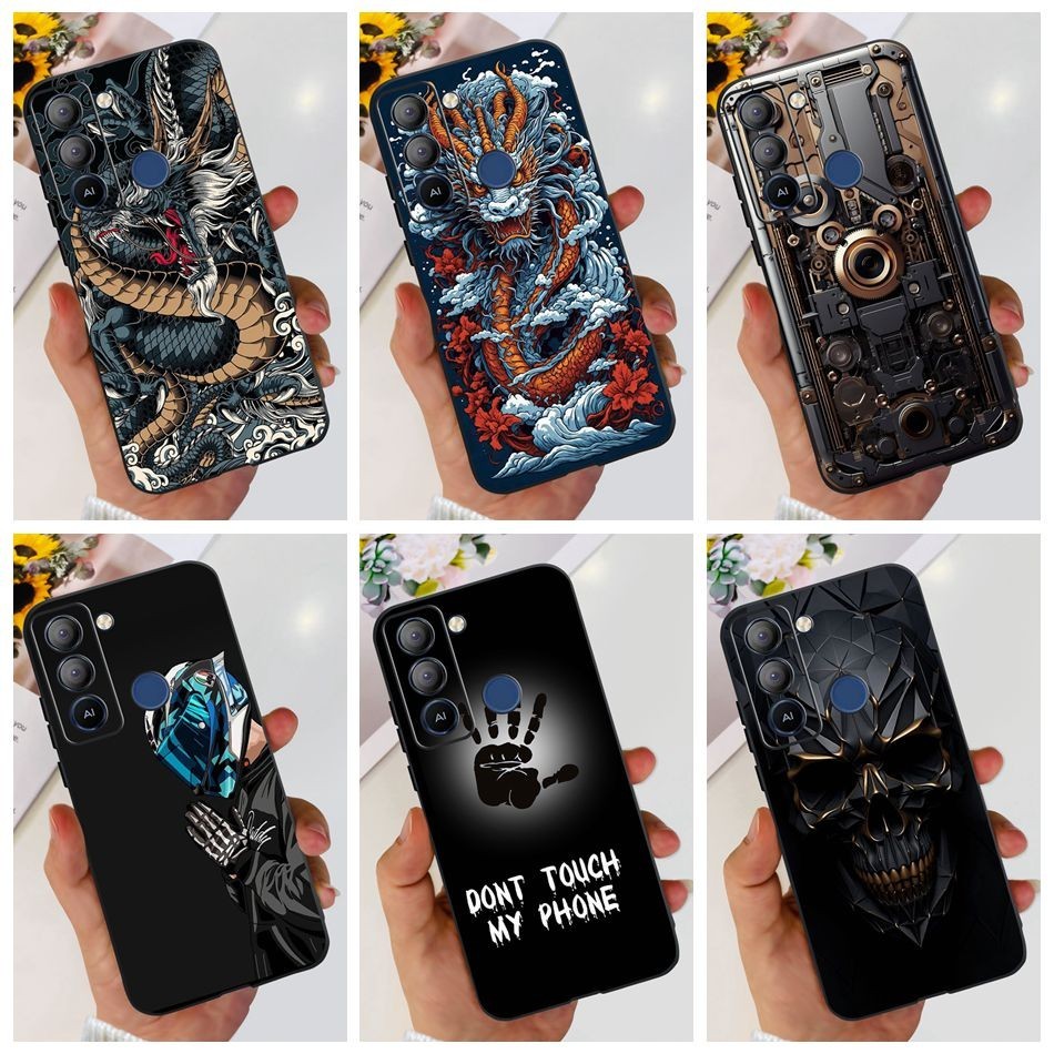 Tecno Pop 5 Lte แฟชั่นมังกรโลหะรูปแบบปลอก Pop5 Lte BD4 BD4a BD4i ซิลิโคนนุ่ม TPU เคสโทรศัพท์